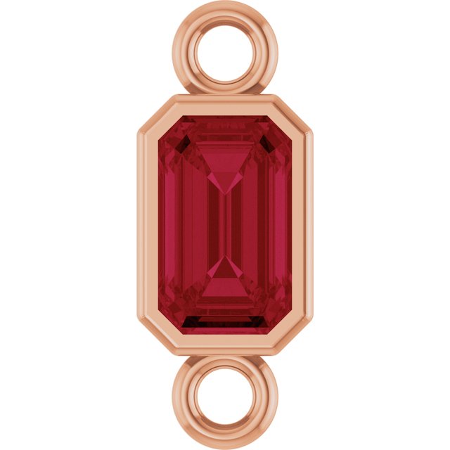 Lab-Grown Ruby Bezel-Set Link, 4.17 mm x 10.61 mm