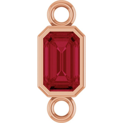 Lab-Grown Ruby Bezel-Set Link, 4.17 mm x 10.61 mm