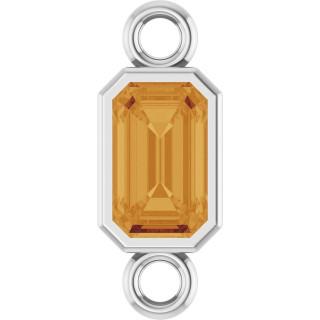 Natural Citrine Bezel-Set Link, 4.17 mm x 10.61 mm
