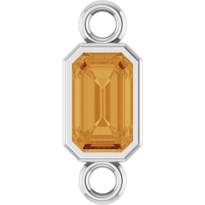 Natural Citrine Bezel-Set Link, 4.17 mm x 10.61 mm