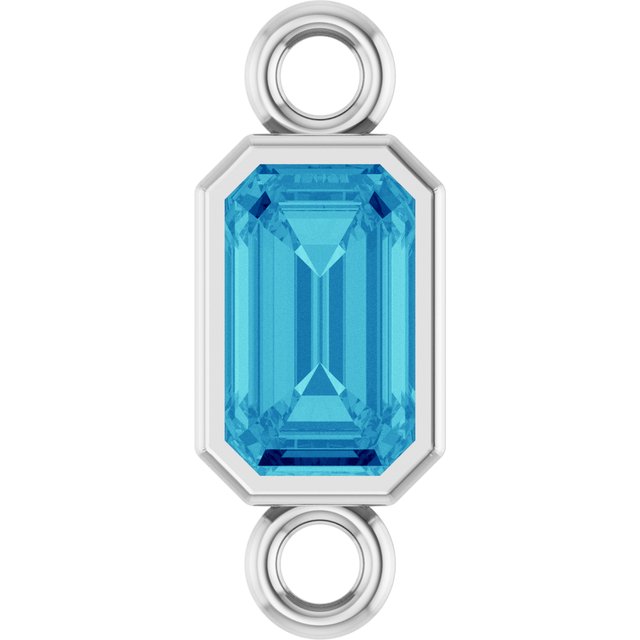 Natural Blue Zircon Bezel-Set Link, 4.17 mm x 10.61 mm