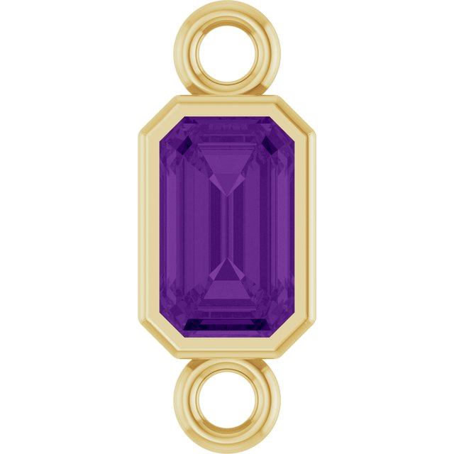 Natural Amethyst Bezel-Set Link, 4.17 mm x 10.61 mm