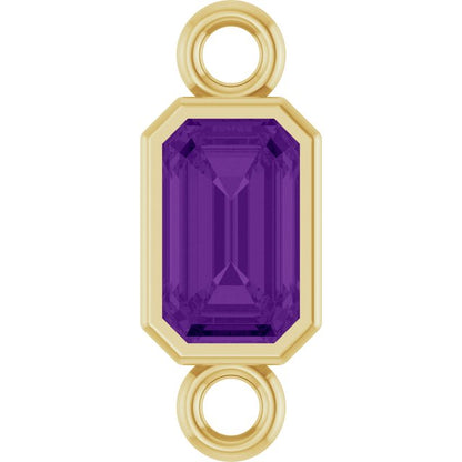 Natural Amethyst Bezel-Set Link, 4.17 mm x 10.61 mm