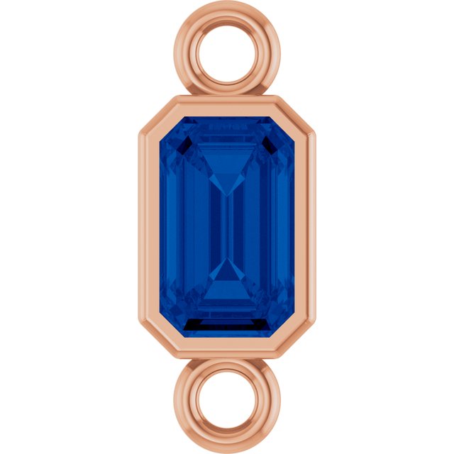 Lab-Grown Blue Sapphire Bezel-Set Link, 4.17 mm x 10.61 mm