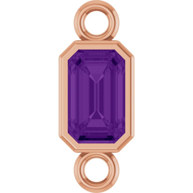 Natural Amethyst Bezel-Set Link, 4.17 mm x 10.61 mm