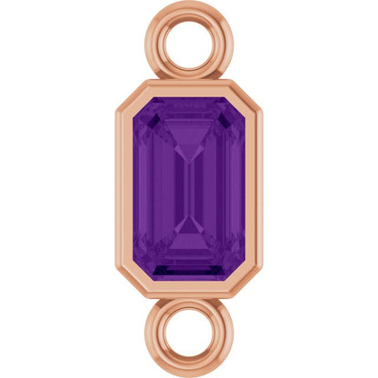 Natural Amethyst Bezel-Set Link, 4.17 mm x 10.61 mm