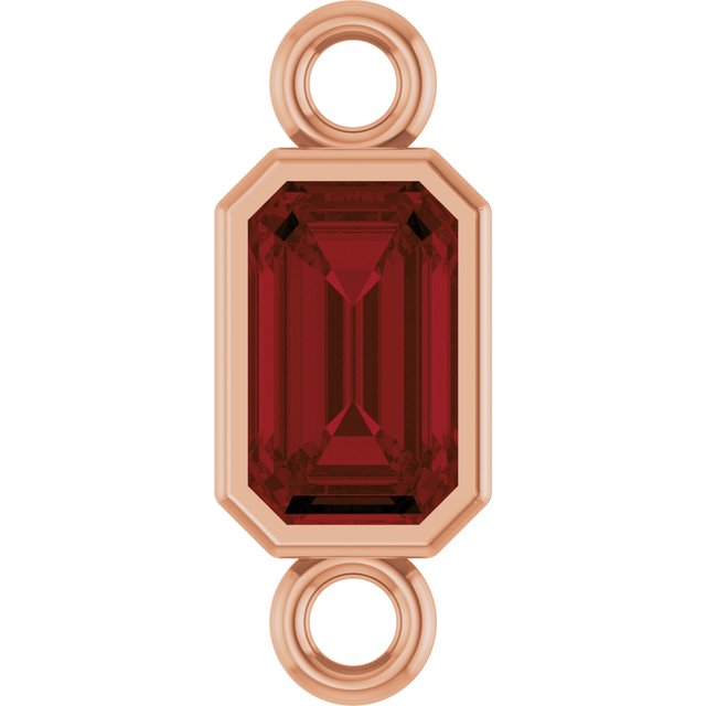 Natural Mozambique Garnet Bezel-Set Link, 4.17 mm x 10.61 mm