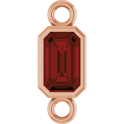 Natural Mozambique Garnet Bezel-Set Link, 4.17 mm x 10.61 mm