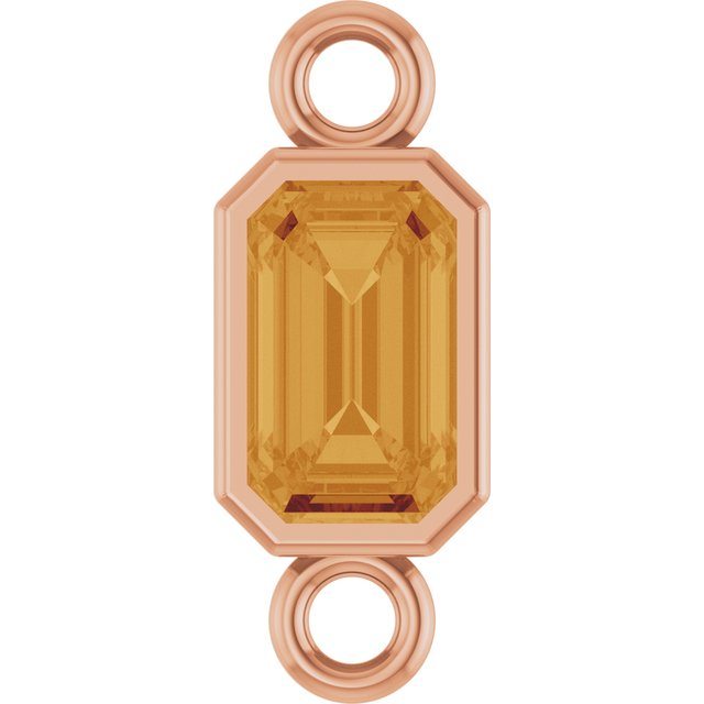 Natural Citrine Bezel-Set Link, 4.17 mm x 10.61 mm