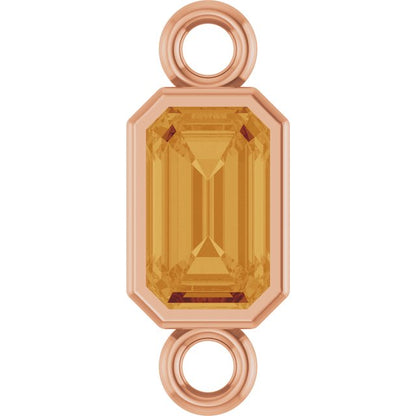 Natural Citrine Bezel-Set Link, 4.17 mm x 10.61 mm