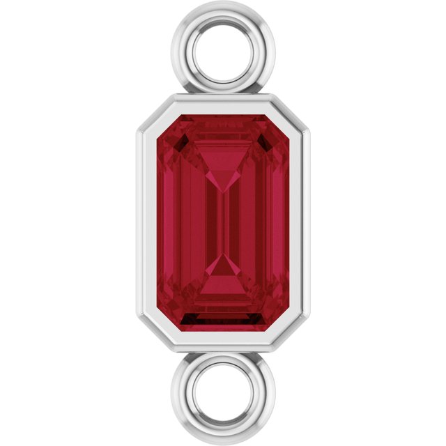 Natural Ruby Bezel-Set Link, 4.17 mm x 10.61 mm