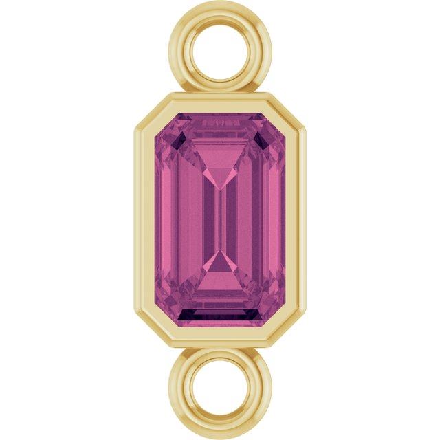 Natural Pink Tourmaline Bezel-Set Link, 4.17 mm x 10.61 mm