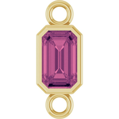 Natural Pink Tourmaline Bezel-Set Link, 4.17 mm x 10.61 mm