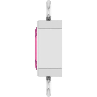 Natural Pink Tourmaline Bezel-Set Link, 4.17 mm x 10.61 mm