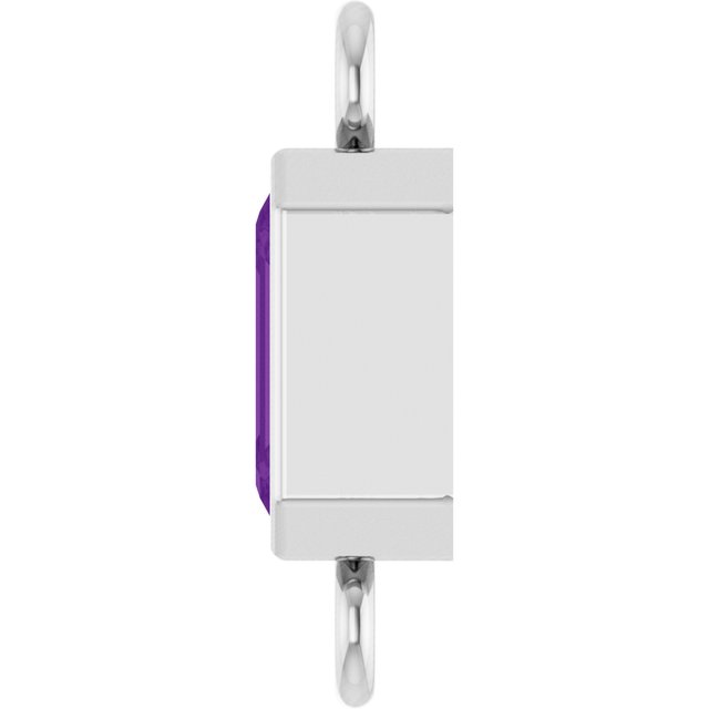 Natural Amethyst Bezel-Set Link, 4.17 mm x 10.61 mm