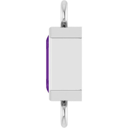 Natural Amethyst Bezel-Set Link, 4.17 mm x 10.61 mm
