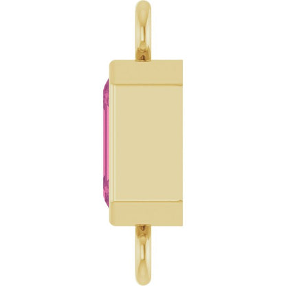 Natural Pink Tourmaline Bezel-Set Link, 4.17 mm x 10.61 mm