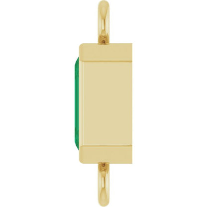 Natural Emerald Bezel-Set Link, 4.17 mm x 10.61 mm