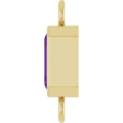 Natural Amethyst Bezel-Set Link, 4.17 mm x 10.61 mm