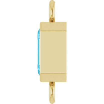 Natural Aquamarine Bezel-Set Link, 4.17 mm x 10.61 mm
