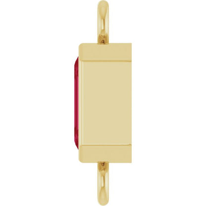 Lab-Grown Ruby Bezel-Set Link, 4.17 mm x 10.61 mm
