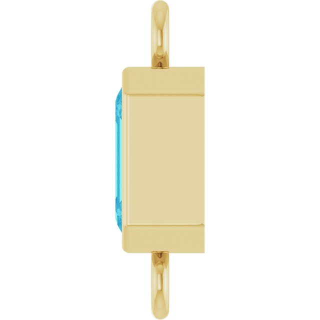 Natural Blue Zircon Bezel-Set Link, 4.17 mm x 10.61 mm
