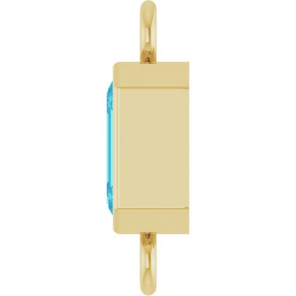 Natural Blue Zircon Bezel-Set Link, 4.17 mm x 10.61 mm