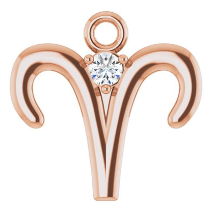 .02 CT Natural Diamond Aries Zodiac Dangle