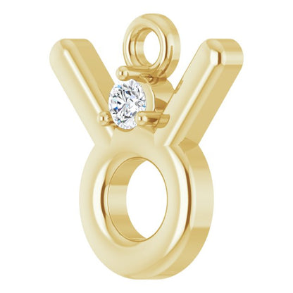 .02 CT Natural Diamond Taurus Zodiac Dangle