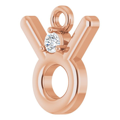 .02 CT Natural Diamond Taurus Zodiac Dangle