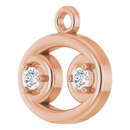 .03 CTW Natural Diamond Cancer Zodiac Dangle