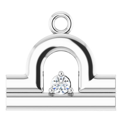 .02 CT Natural Diamond Libra Zodiac Dangle