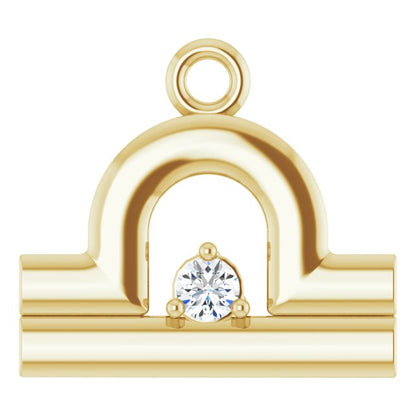 .02 CT Natural Diamond Libra Zodiac Dangle