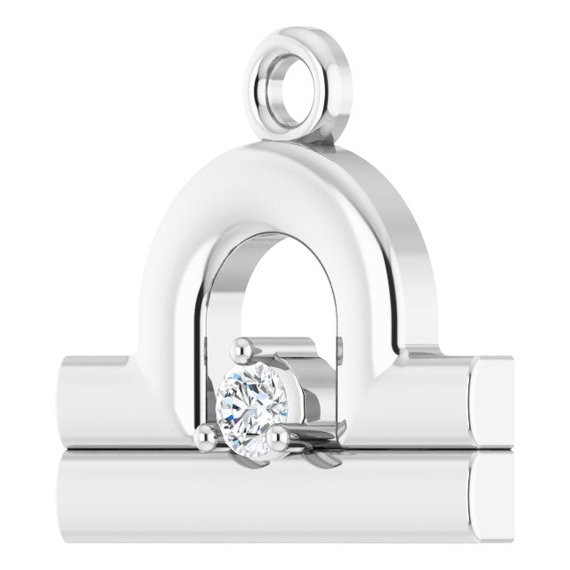 .02 CT Natural Diamond Libra Zodiac Dangle