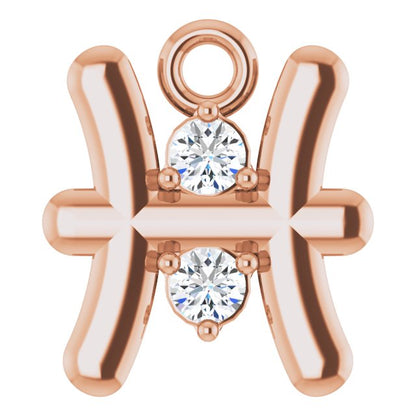 .03 CTW Natural Diamond Pisces Zodiac Dangle