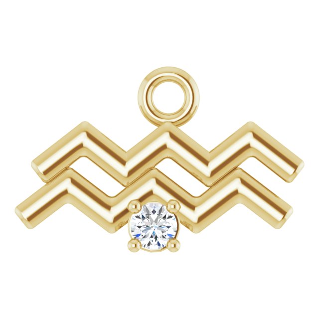 .02 CT Natural Diamond Aquarius Zodiac Dangle