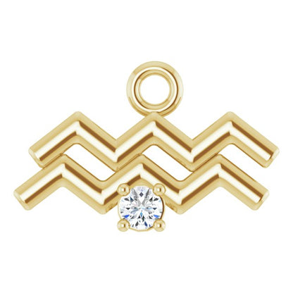 .02 CT Lab-Grown Diamond Aquarius Zodiac Dangle