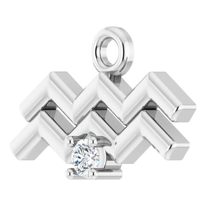 .02 CT Natural Diamond Aquarius Zodiac Dangle