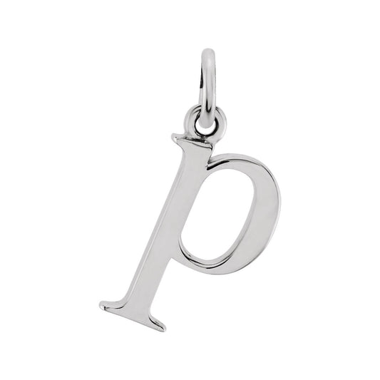 Sterling Silver Lowercase Initial p 16" Necklace