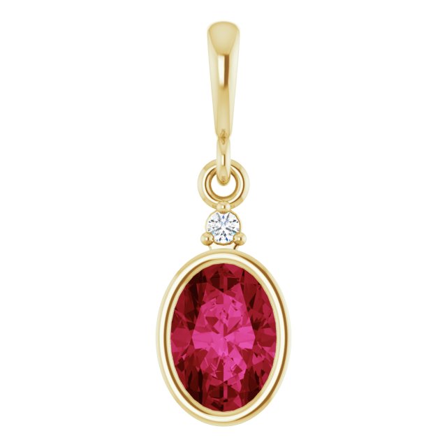 14K Yellow Gold Lab-Grown Ruby & .015 CT Lab-Grown Diamond Pendant