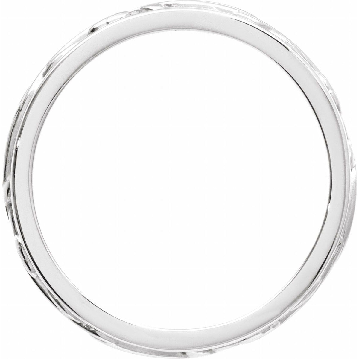 14K White Gold Sculptural Flat Band, 4 mm