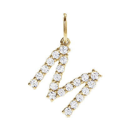 14K Yellow Gold 1/3 CTW Lab-Grown Diamond Initial M Pendant