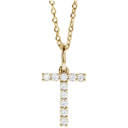 1/6 CTW Lab-Grown Diamond Initial 16-18" Necklace