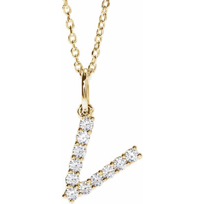 1/5 CTW Lab-Grown Diamond Initial 16-18" Necklace