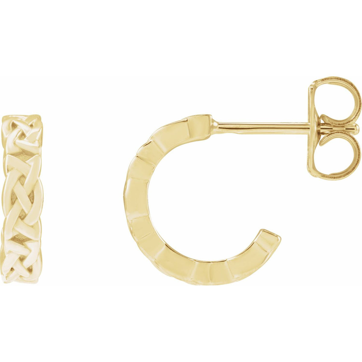 14K Yellow Gold Celtic-Inspired Hoop Earrings