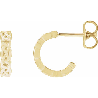 14K Yellow Gold Celtic-Inspired Hoop Earrings