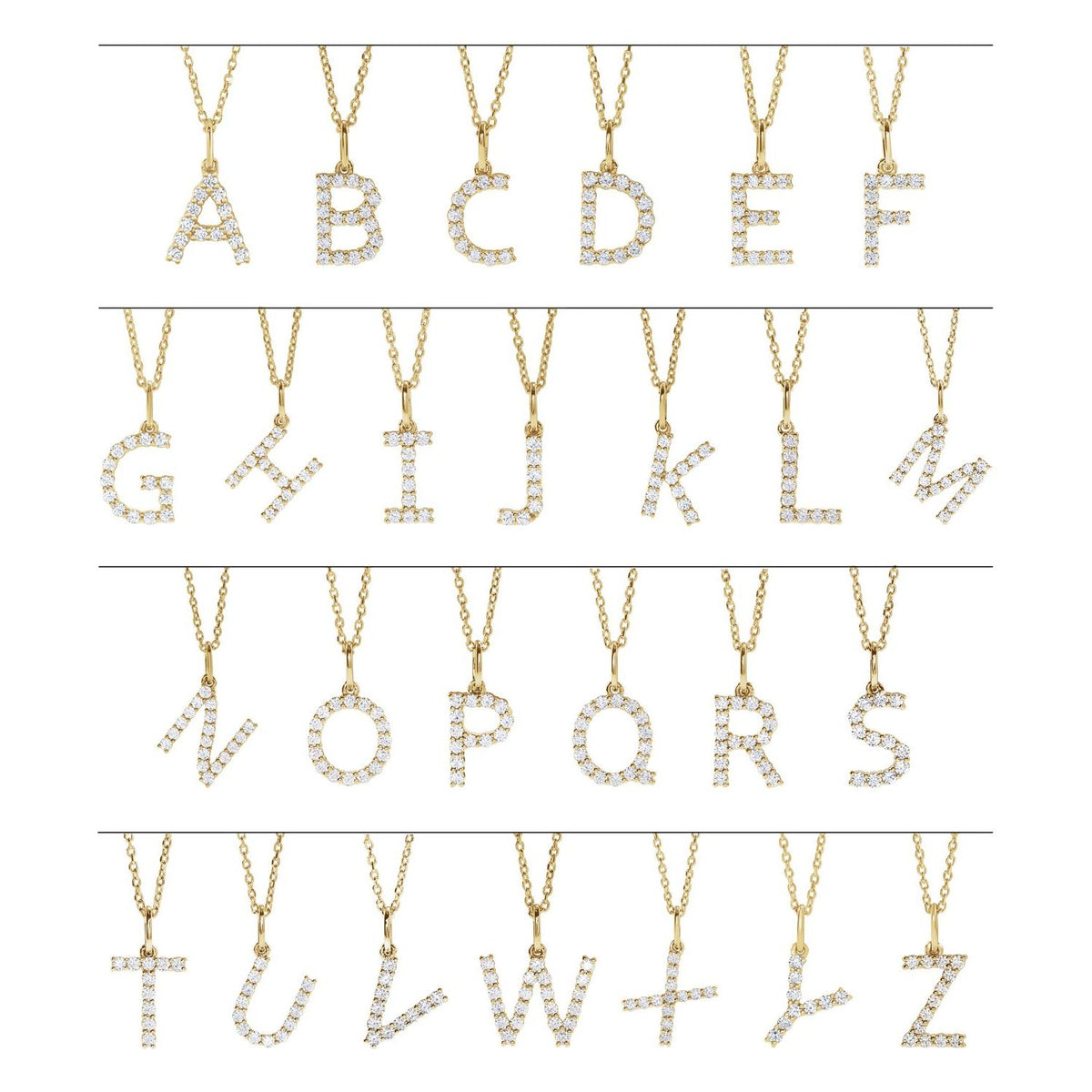 1/6 CTW Lab-Grown Diamond Initial 16-18" Necklace