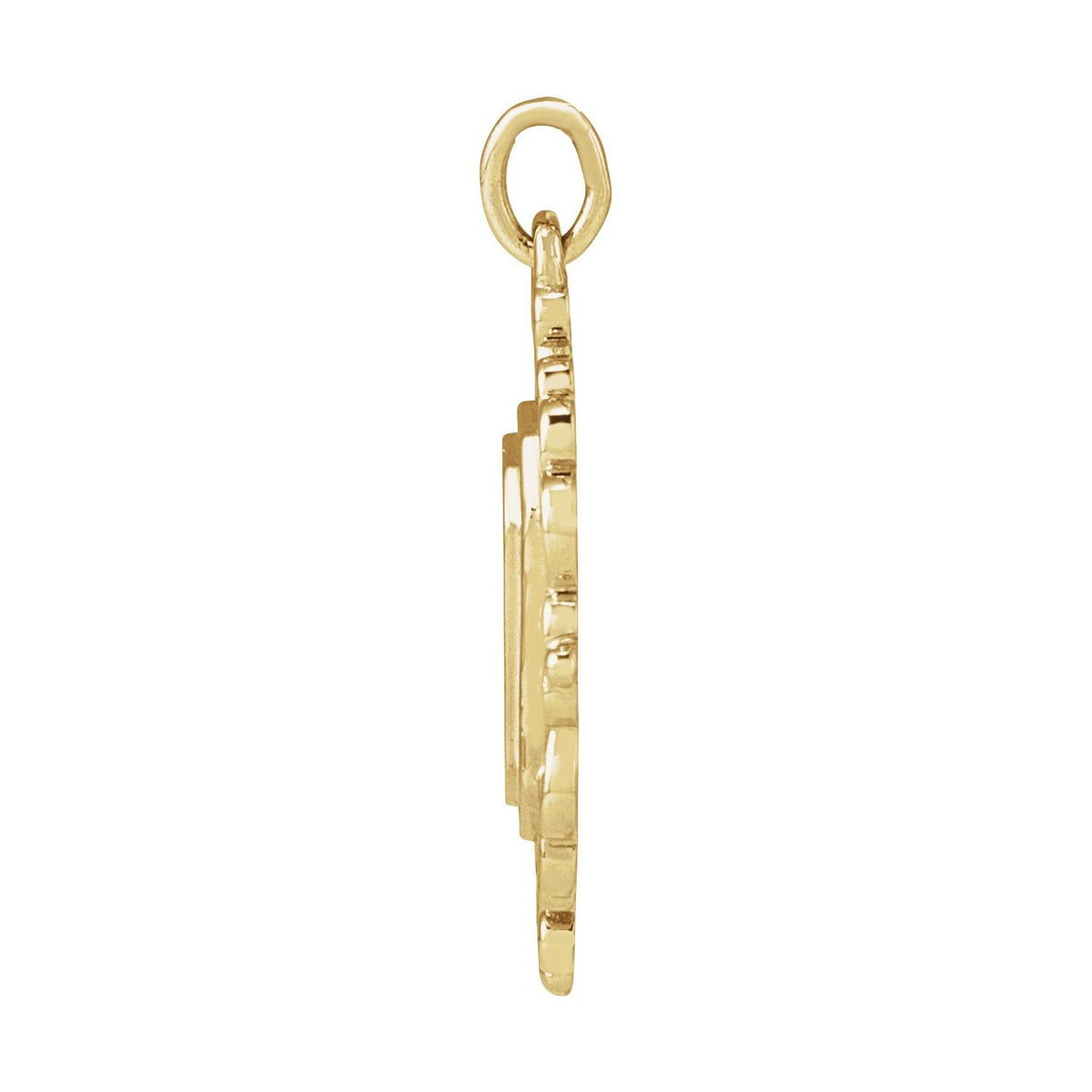 14K Yellow Gold Engravable Scroll Pendant