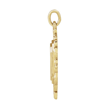 14K Yellow Gold Engravable Scroll Pendant