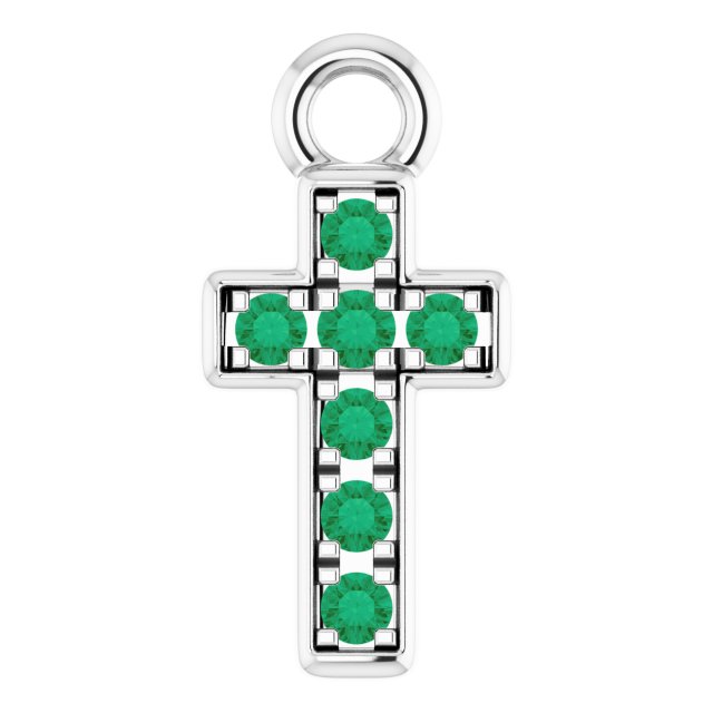 Petite Pavé® Natural Emerald Cross Dangle